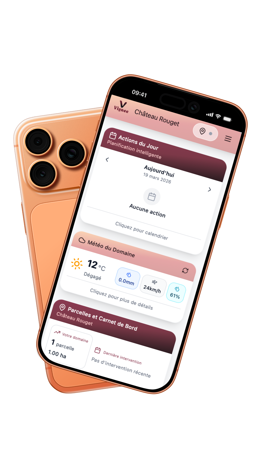 Aperçu de l'application Vignee sur iPhone